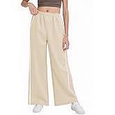 Haloumoning Girls Wide Leg Track Pants Kids Baggy Striped Parachute Pants Athletic Joggers with Pockets 5-14Y