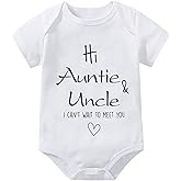 WOOYONGING Hi Auntie and Uncle I Can't Wait To Meet You Pregnancy Announcement Infant Baby Bodysuit Surprise For Aunt & Uncle