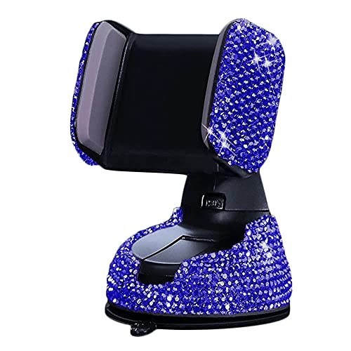 SUNCARACCL Bling Car Phone Holder, 360°Adjustable Crystal Auto Phone Mount Universal Rhinestone Car Stand Phone Holder Car Accessories for Windshield Dashboard and Air Outlet (Blue)