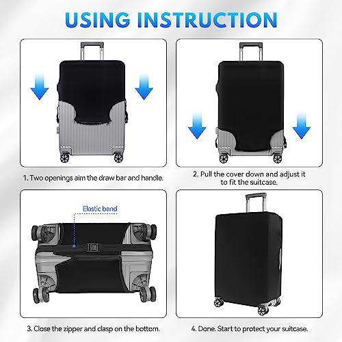 T Tersely Travel Luggage Cover Spandex Suitcase Protector Washable Baggage Covers (for 48cm/18"-80cm/30" luggage) Premium Elasticated Luggage Protector -Go Travel (H100, XL（74cm/29"-80cm/30"）)