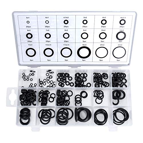 OCGIG 225 Pcs 18 Sizes Rubber O-Ring Sealing Gasket Washer Seal Assortment Set