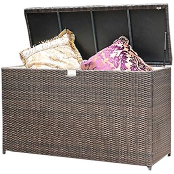 Espresso Brown Patiorama Outdoor Storage Box Patio Aluminum Frame Wicker Cushion Storage Bin Deck Box Deck Boxes Outdoor Storage Lindar Com