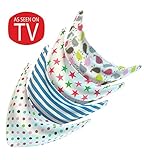 Premium Baby Bandana Bibs with Snaps- Pack of 4- Highly Absorbent Cloth Bib- Non Irritating Cotton and Fleece- Cute Patterns- Helps Feeding/ Teething/ Drooling/- Best Shower Gift for Boys and Girls