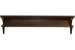 RUSTIC RED DOOR CO. RRD Mounted Quilt Rack with Shelf – Amish Made Quilt Hangers for Wall Hangings with Display Shelf – Rustic Quilt Wall Hangers for Twin to King Blankets (Brown Maple Wood, Coffee Stain, 36” L)