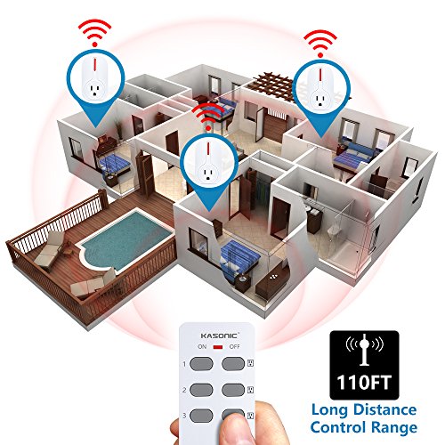 Wireless Remote Control Outlet, Kasonic Smart Home Remote Control Multi Purpose Combo Set [3 Electrical Outlets + 1 Remote] Perfect for Household Appliances and Devices; ETL-Listed - Thumbnail 2