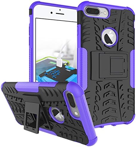 iPhone 8 Plus Case,iPhone 7 Plus Case,Heavy Duty Protective Cover Dual Layer Hybrid Shockproof Protective Case with kickstand Hard Phone Case Cover for iPhone 7 Plus / 8 Plus [5.5 Inch] Purple