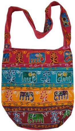 Amazon 手作りインド象刺繍ボヘミアン Hippe ジプシークロスボディバッグ Lungta Imports ショルダーバッグ