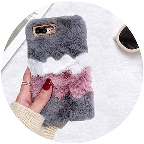 Warm Winter Rabbit Fur Case for iPhone Xs Max XR Case Fuzzy Back Cover for iPhone 6 6S Plus 8 7 Plus Case,02,for iPhone X