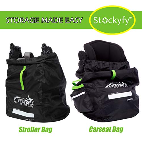 Car Seat Travel Bag with Pouch - Black - Adjustable Straps Backpack - Gate Check Bag for Car Seats for Air Travel with Baby - Protector Cover Infant Carriers & Boosters