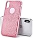 TOZO for iPhone X Case Shiny Bling Crystal Glitter Sparkle Support Wireless Charging Premium Three Layer Hybrid PC+TPU TPU Soft Grip Cover Shell for Apple 5.8 in iPhone X/iPhone 10 Pink