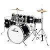 XDrum Junior Pro Kinder Schlagzeug Black – geeignet von 5-9 Jahren – Drumset mit komplettem Zubehör – inkl. Schule – Schwarz