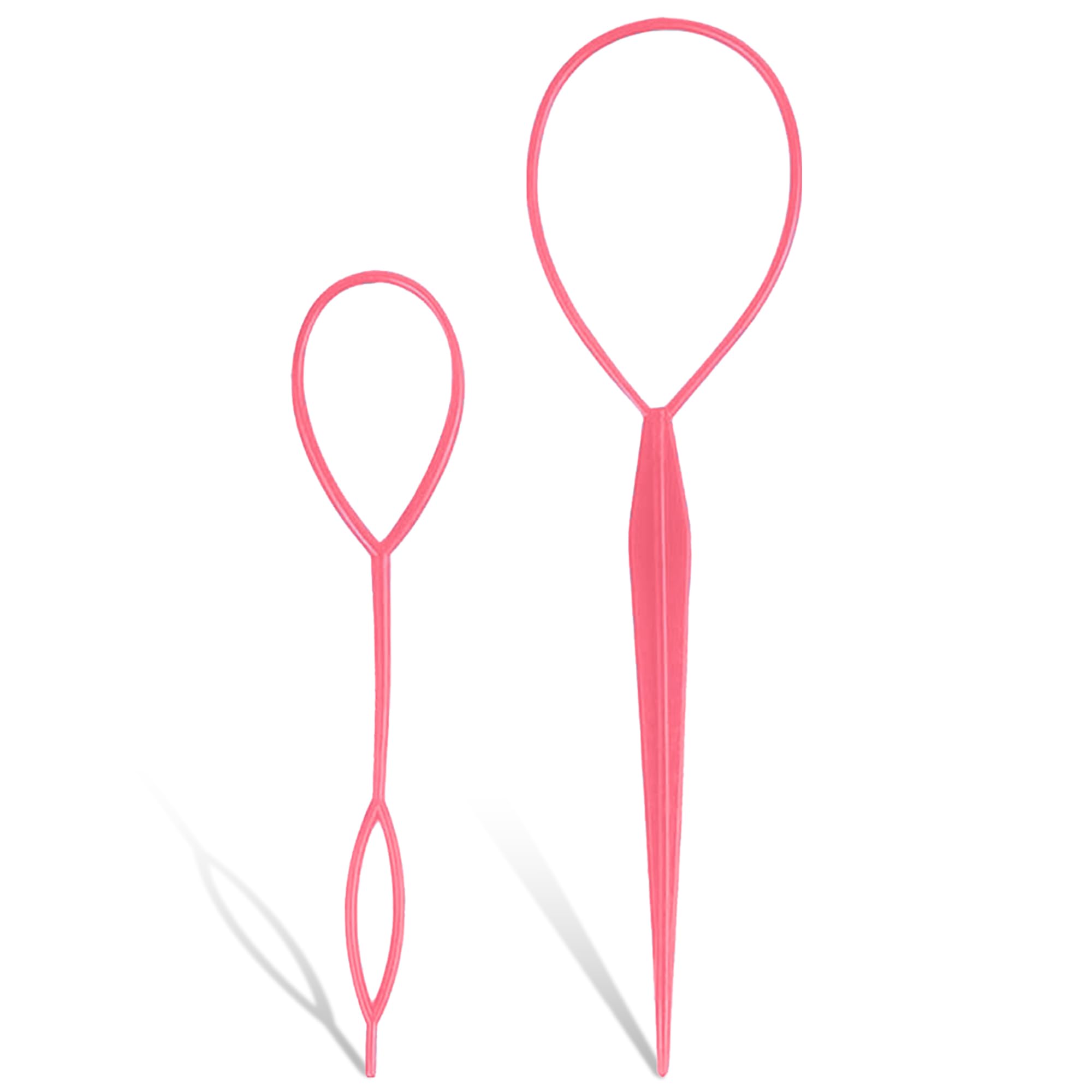 Trimming Shop Hair Braid Tool Set – Durable Plastic Topsy Tail Tool, Pink Flexible Ponytail Maker Large & Small Hair Styling Tools for Women & Girls, Creative Hairstyle Loop Accessory (Pack of 1)