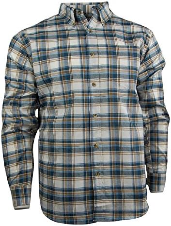 Casual Country Men's Long Sleeve Button Down Shirt With Pocket | Plaid Checked (XX-Large, Blue/Brown)