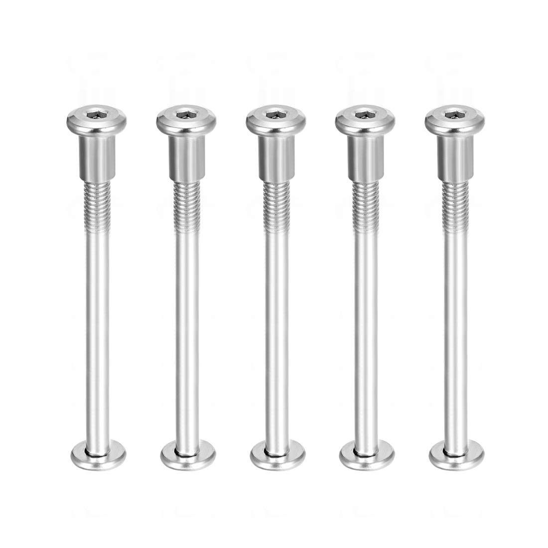 sourcing map Screw Post Fit for 5/16"(8mm) Hole Dia, Male M6x85mm Belt Buckle Binding Bolts Leather Fastener Stainless Steel 5 Sets