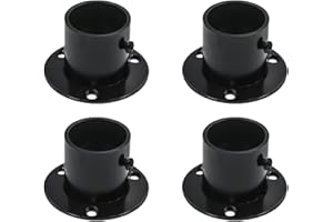 Antrader Stainless Steel Closet Rod Flange Holder Shower Socket Bracket Support, 1.25 Inch Dia Matte Black, Pack of 4