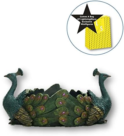LightningStore Dark Green Twin Peacock Flower Pots Succulent Plants Pot Microlandschaft Personalized Office House Balcony Landscape Pot Creative Decorative + Minifigures Bag Bundle