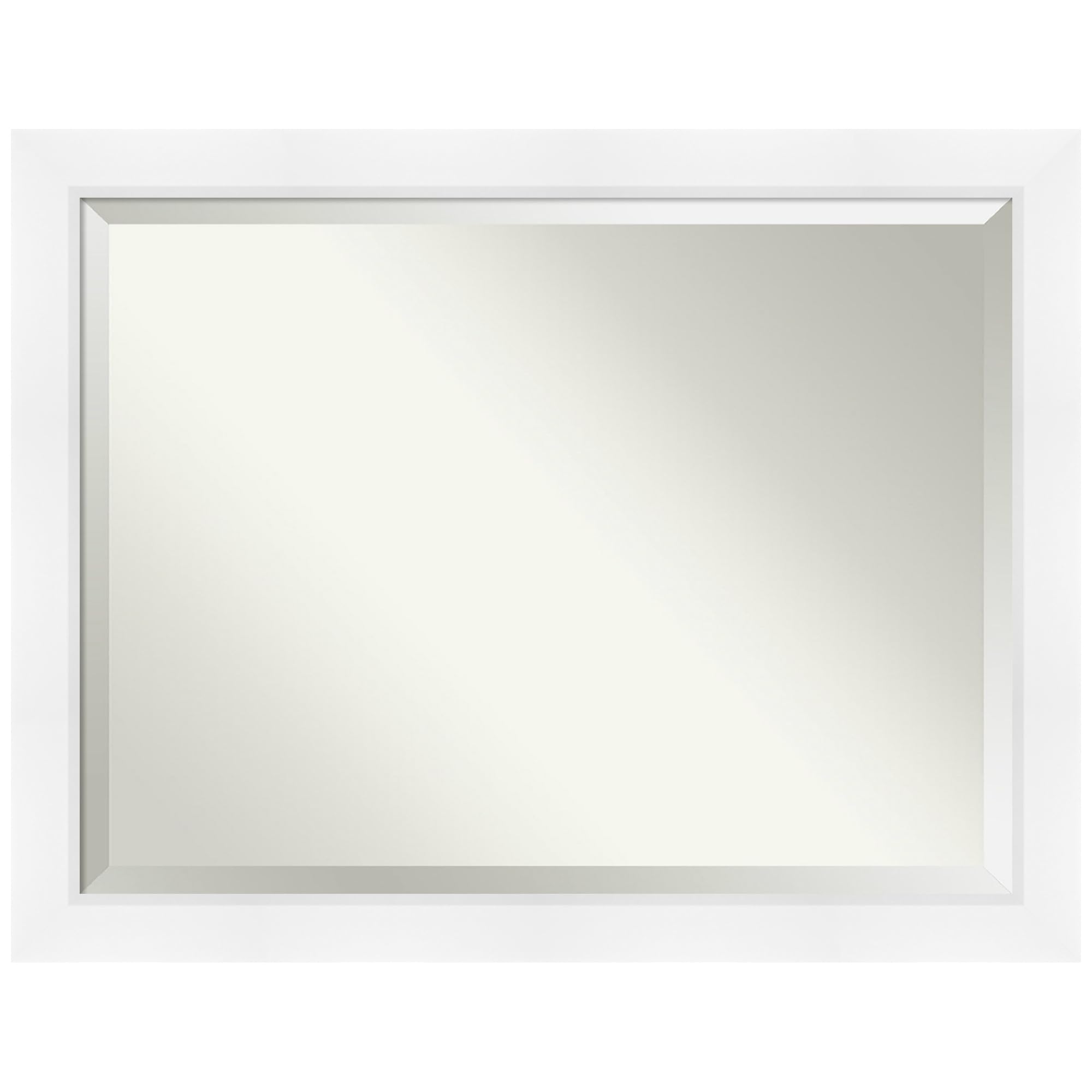 Amanti Art White Bathroom Mirror for Over Sink, 36x46 Sloped White Rectangle Vanity Mirror, X-Large Modern Contemporary Frame, Hangs Horizonally and Vertically, Bathroom Wall Decor, Beveled Edge Image