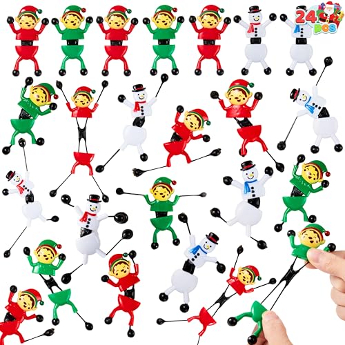 JOYIN 24 PCS Christmas Wall Sticky Climbing Man Stretchy Toys, 4 Designs Sticky Hand Climbers and Window Climber for Kids Gift, Xmas Party Favors, Goodie Bag Stuffers, Stretchy Toys