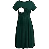 Smallshow Women's Short Sleeve Patchwork Nursing Dresses for Breastfeeding