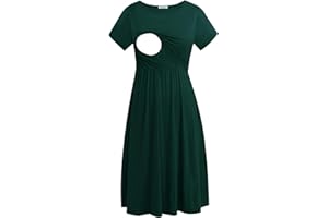 Smallshow Women's Short Sleeve Patchwork Nursing Dresses for Breastfeeding