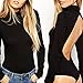 WuLun® Women's Sexy Jumpsuits Backless Turtleneck Cotton Black Basic Bodysuit (Small, Black)