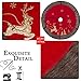Valery Madelyn 48 inch Luxury Red Gold Velvet Christmas Tree Skirt with Sequin Reindeer and Faux Fur Trim, Themed with Christmas Ornaments (Not Included)