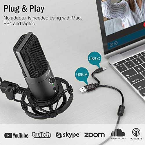 FIFINE USB Gaming Streaming Microphone Kit, for PC and Mac with USB A or C, Cardioid Condenser Computer Mic with Pop Filter, Mute Button, Mic Gain, Headphone Jack, for Twitch, Discord, YouTube (T683) 6 FIFINE USB Gaming Streaming Microphone Kit, for PC and Mac with USB A or C, Cardioid Condenser Computer Mic with Pop Filter, Mute Button, Mic Gain, Headphone Jack, for Twitch, Discord, YouTube (T683)