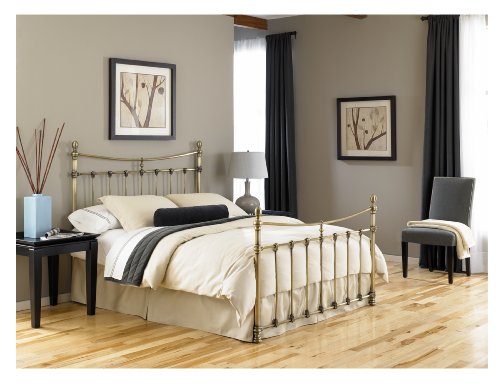 Leighton Complete Bed with Metal Duo Panels and Scalloped Castings,
Antique Brass Finish, Queen