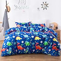 Macohome Kids Bedding Queen Duvet Cover Set Full for Boys with 2 Pillowcases and 1 Duvet Cover(Dinosaur, Queen)