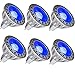 LEMENG MR16 GU5.3 Blue LED Bulb 5W, 35W-50W Halogen Bulbs Equiv,GU 5.3 Bi-pin Fittings, Aluminum Casing, 12V DC AC Low Voltage,30 Deg for Outdoor Landscape Track Lighting, Not Dimmable,Pack of 6