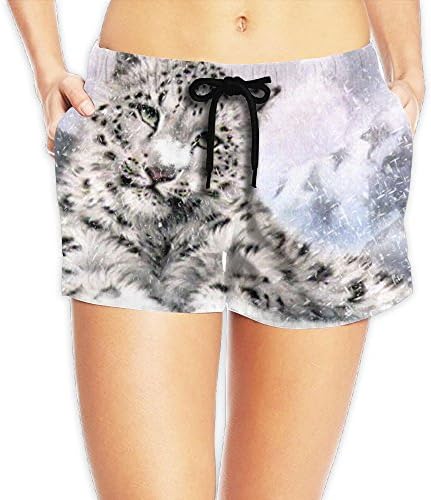 KKZOQ Snow Leopard Classic Printed Beach Shorts For Women Humorous Bord Shorts