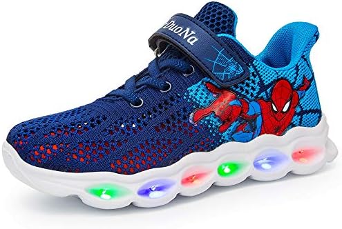 RKIDA Kids Spiderman LED Light up Sneakers for Boys Running Shoes
