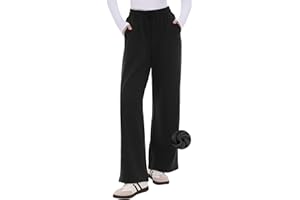 CAMPSNAIL Womens Fleece Lined Sweatpants Wide Leg Winter Warm Thermal Straight Leg Baggy Lounge Sweat Pants with Pockets
