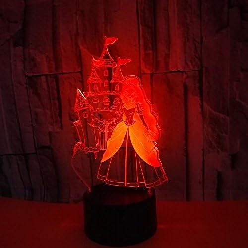 LiCheng Bridal 3D Optical Illusion Desk Lamp Princess LED Night Light for Girls