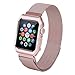 LKEITY Compatible for Apple Watch Band 42mm Series 1/2/3 Milanese Loop Stainless Steel Magnetic Band with Metal Case for iWatch Replacement Strap Rose Gold