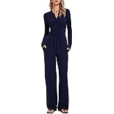 IUK Women’s 2 Piece Sets 2025 Fall Outfits Henley Long Sleeve Top & High Waist Wide Leg Pants Lounge Tracksuit Travel Outfit