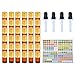 Essential Oil Bottles 2ml ( Amber Glass with Golden Lids, 36 Pack, 192 Labels, 4 Droppers by PrettyCare ) 5/8 Dram Vial Bottles for Oils, Bottles for Oils, Mixes and Samples