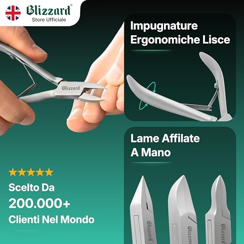 Blizzard 3-Piece Professional Podiatry Set – Pedicure Kit for Thick and Ingrown Nails – Foot Nippers with Concave Cut, Fine Tip and Flame – Stainless Steel – for Elderly and Men