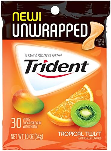 Trident Unwrapped Sugar Free Gum (Tropical Twist, 30-Piece, 4-Pack)