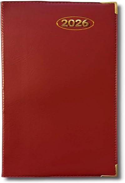 PaulStore 2026 Diary Pocket Small Week to View with Metal Edge Red