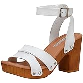 CUSHIONAIRE Women's Sandra Faux Wood Sandal +LiteSole Technology, Wide Widths Available