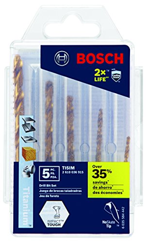 Bosch TI5IM 5 Pc. Impact Tough Titanium Drill Bit Set,