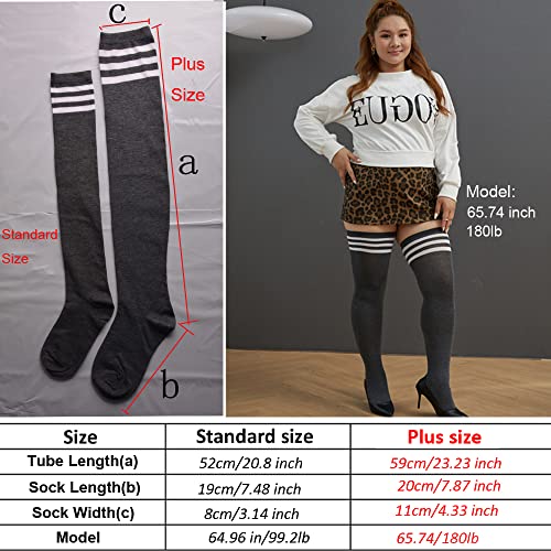 YELAIVP Plus Size Thigh High Socks Extra Large Stripe Over Knee High