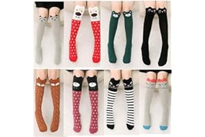 Girls Knee High Socks 1 Pair - Cute Animal Over Calf Socks for Kids, Soft Stretchy Long Tube Sock for School, Play, Gifts