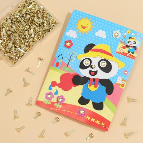 Brass Fasteners,300 Pcs Brads for Paper Crafts,Small Brads Metal Gold Brads for Paper Fasteners Scrapbooking DIY,Handmade Cards School Project Supplies