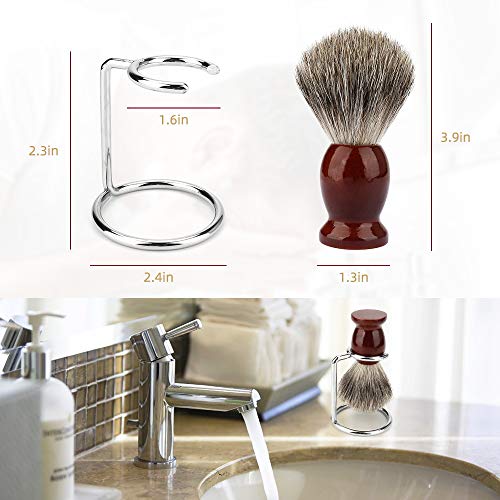 image for Shaving Brush Stand Kit for Men, INTSUN 2in1 Pure Badger Hair Shaving