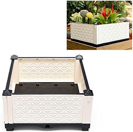 Mehousa Raised Vegetable Garden Bed Kit w/ Drainer System | 100% Weather-Resistant Plastic | Easy-Maintenance Outdoor Elevated Planter Box for Beginners (Black &amp; White)