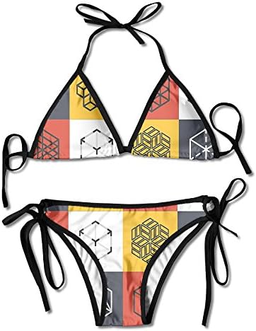 Guiping Womens Collage Of Geometrical Shapes Futuristic Squares Rubic Cubes Artwork Sexy Biniki Swimwear Swimsuit Bathing Beach Swimming Suit