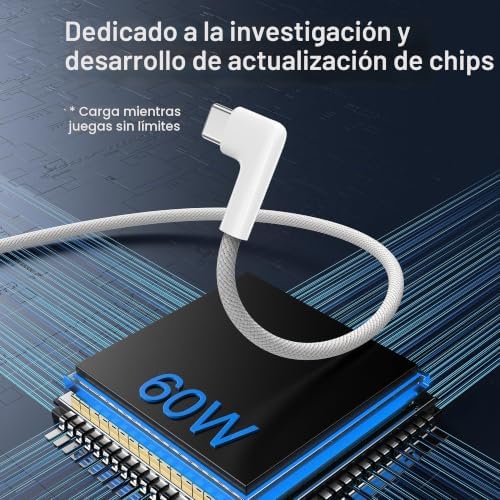 Cable USB C a USB C[2Pack 2M] 60W Cable Carga Rapida Tipo C 90 Grados PD