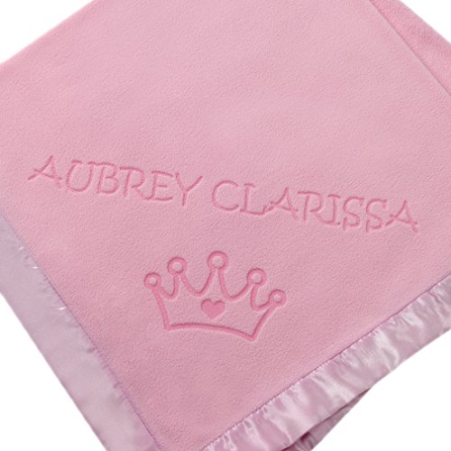 Custom Catch Princess Baby Blanket for Girls - Toddler Girl Crib Bedding, Receiving Blankets (Pink, Blue: 1 Text Line) - Thumbnail 2